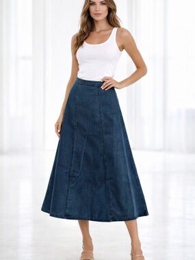 Young Fabulous & Broke Blue Midi Skirt